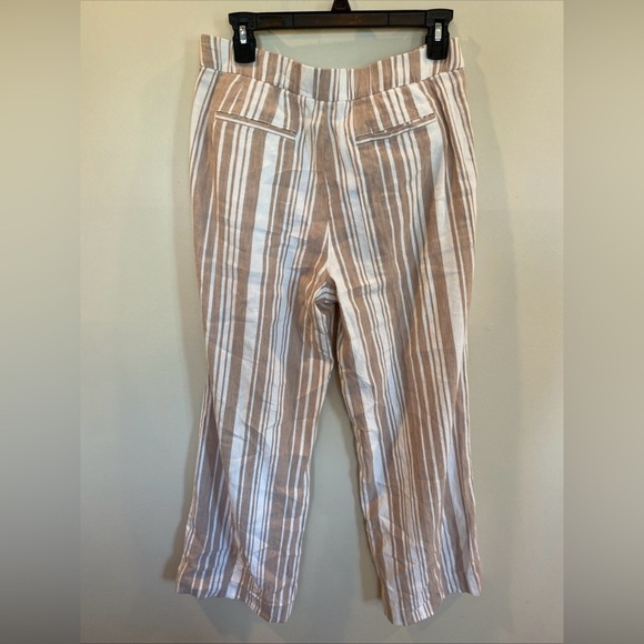 Lands End Wide Leg Pants Striped Mid Rise Womens Medium Linen Blend - Picture 5 of 6